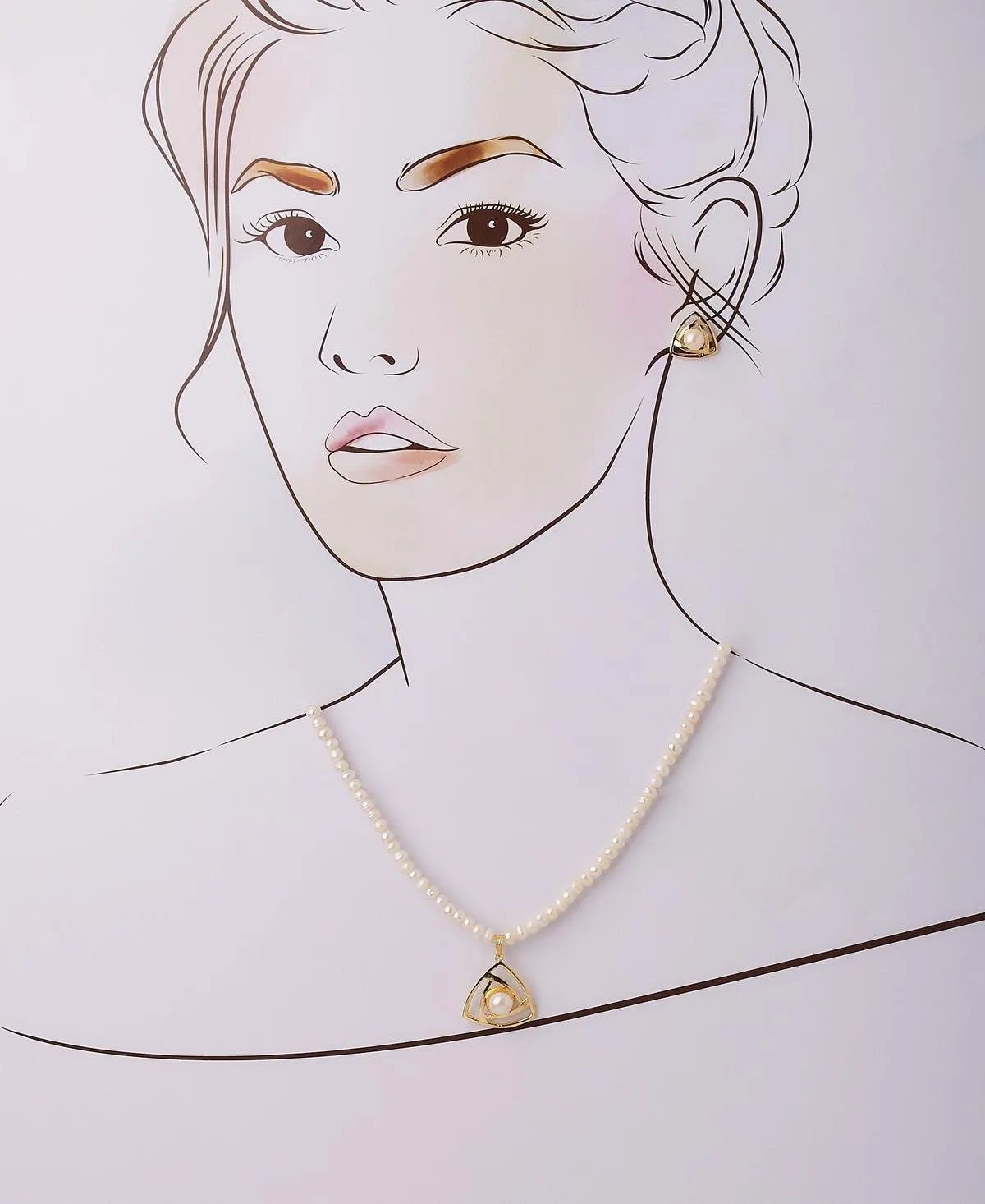 Elegant Real Pearl Necklace Set